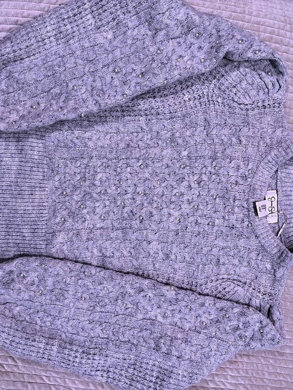 Jessica Simpson Embellished Knit Sweater in grey Size Medium